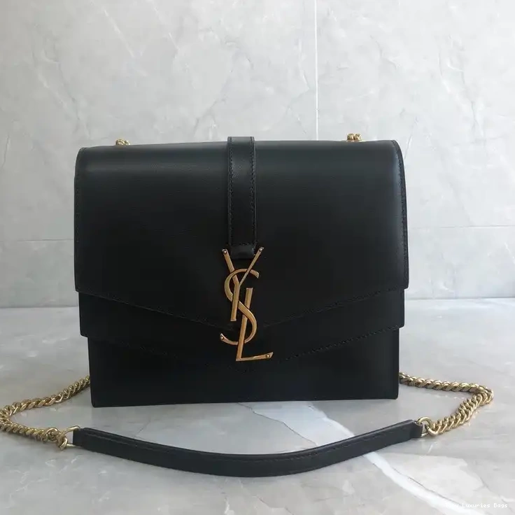 Tony Luxuries LEATHER CHAIN SULPICE BAG MEDIUM IN BURGUNDY YSL 0531